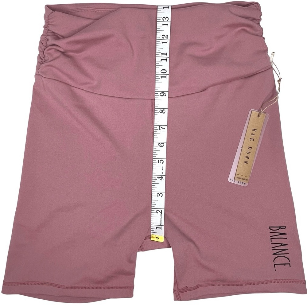 Rae Dunn New Shorts Pulse Bike BALANCE. Ruched Waist Nostalgia Rose Medium M NWT - Picture 12 of 15